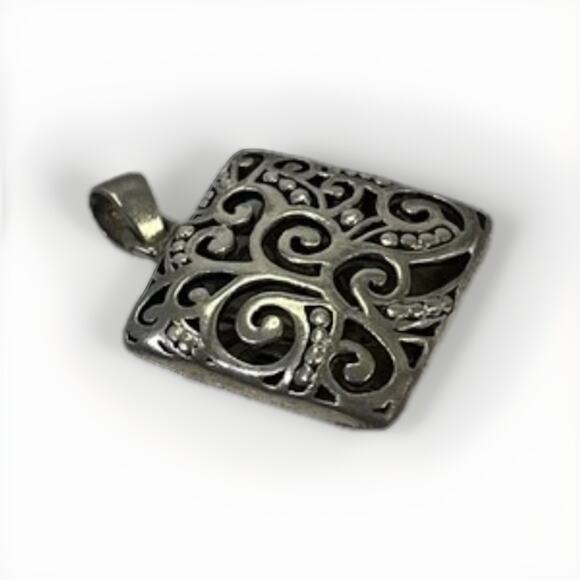 Beautiful Sterling Silver 925 Puffy 3D Flower Scrolling Design Pendant - Picture 4 of 10